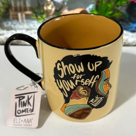 Pink Lomein Eli and Ana Mug "Show Up for Yourself" Ceramic Cup 18 oz New - Picture 3 of 5